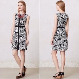 Anthro Tabitha Eyelet Cocktail Dress Black + White